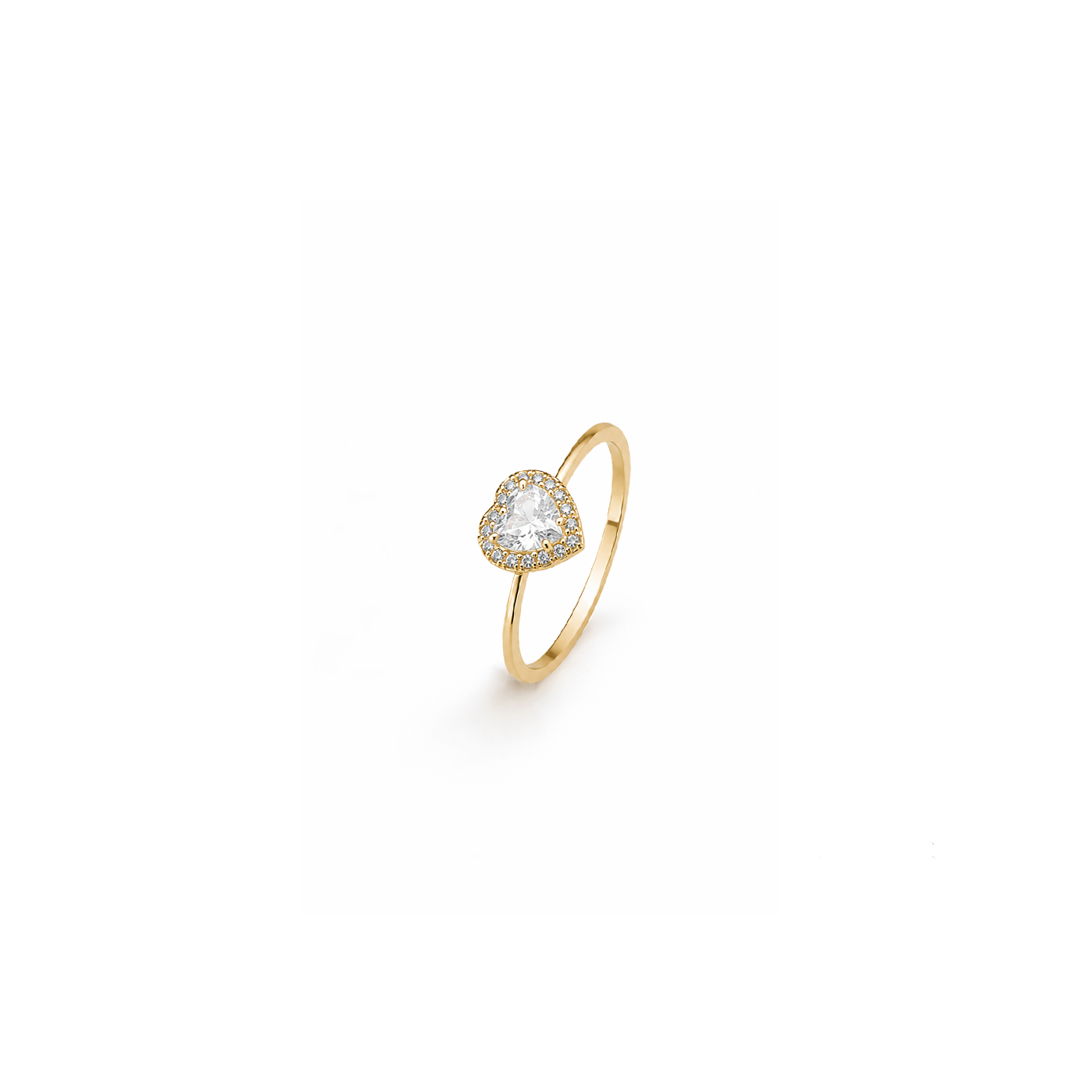 Anel de Coração Cravejado, Banhado em Ouro 18k