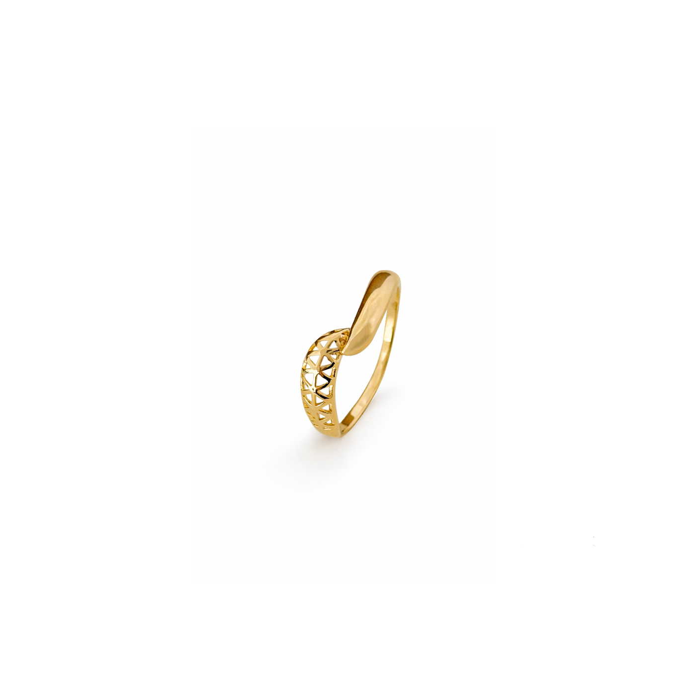 Anel Orgânico Liso e Telado, Banhado em Ouro 18k
