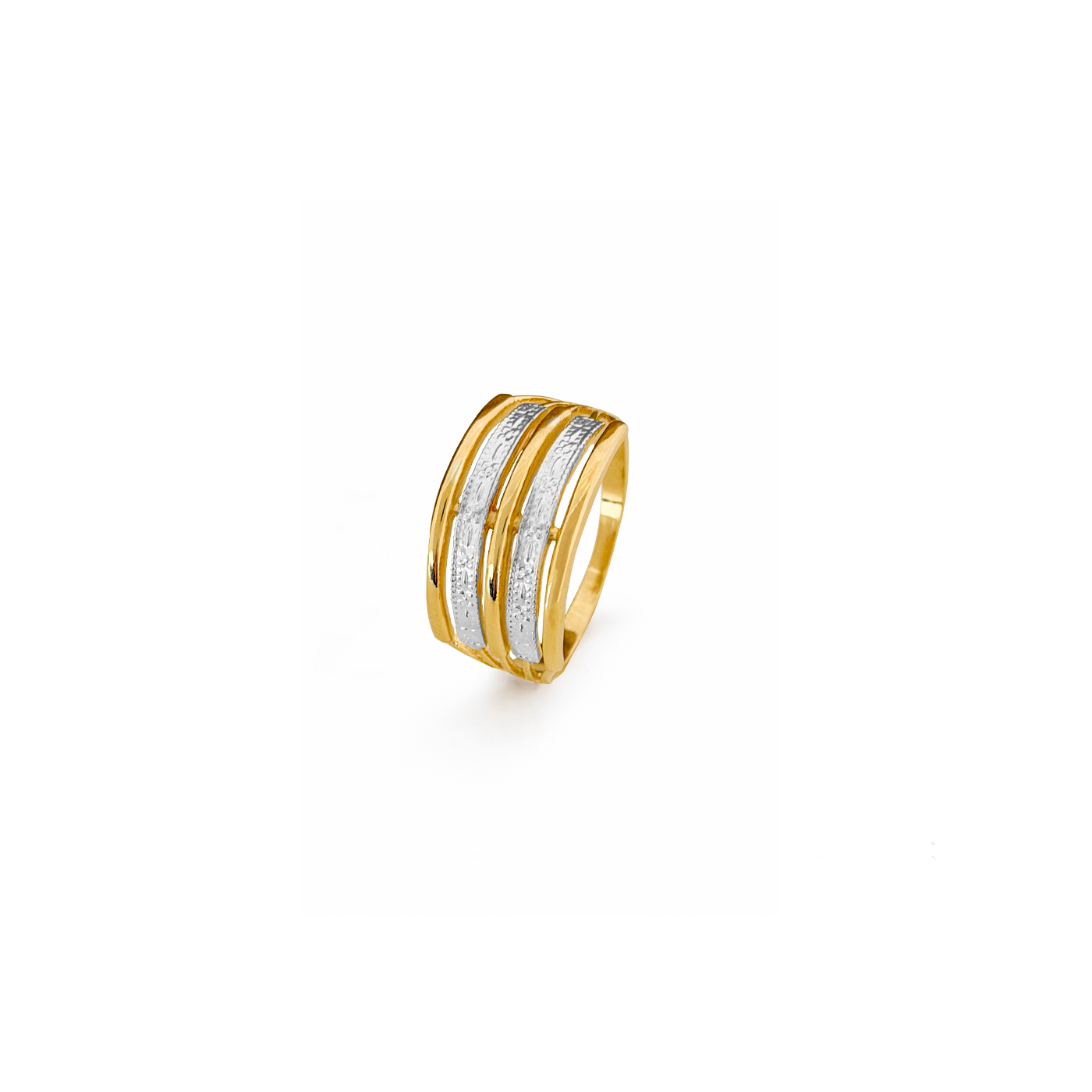 Anel Estilo 5 Elos, Banhado em Ouro 18k